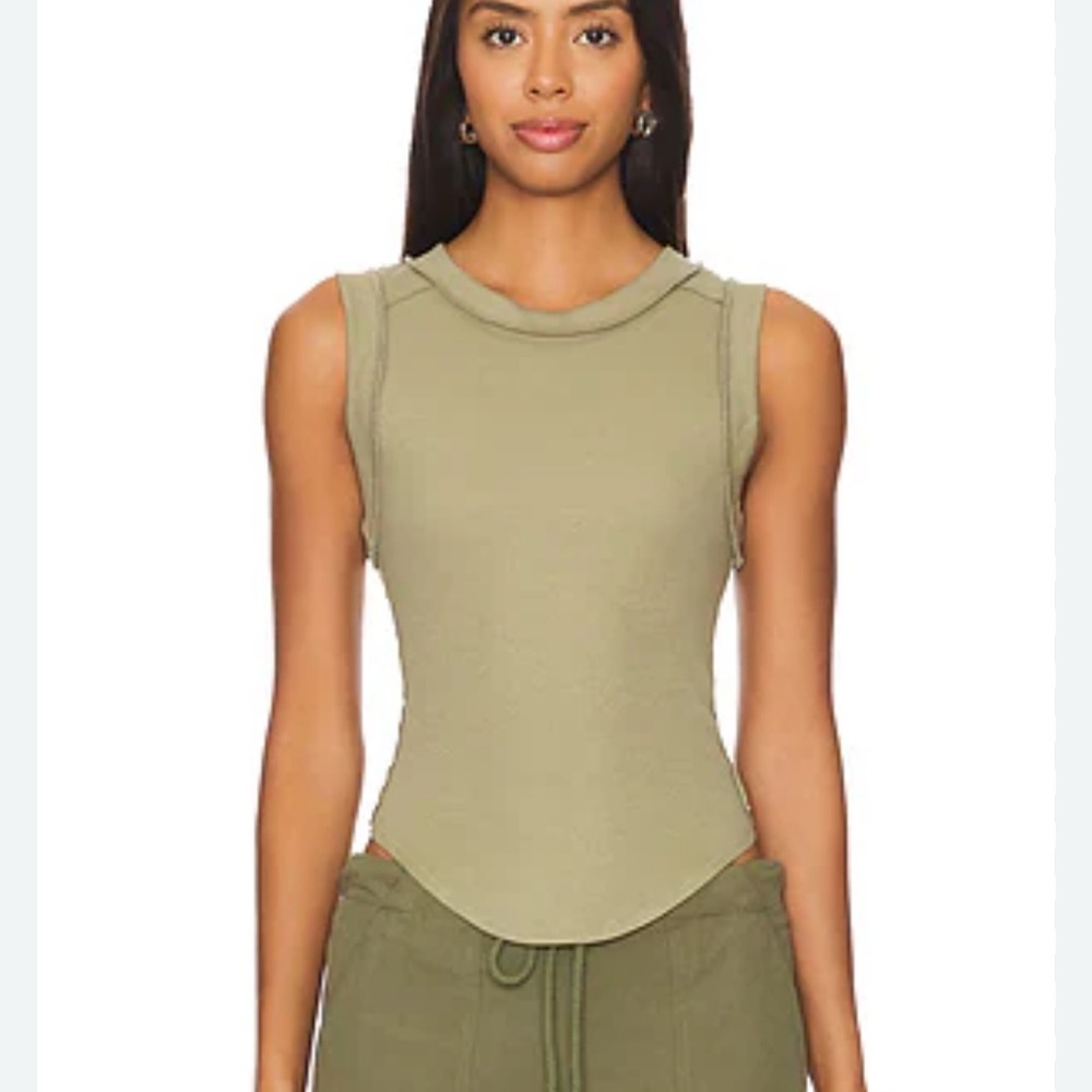 Free People| We The Free Olive Ribbed Crewneck Tank Top XS - Picture 2 of 10